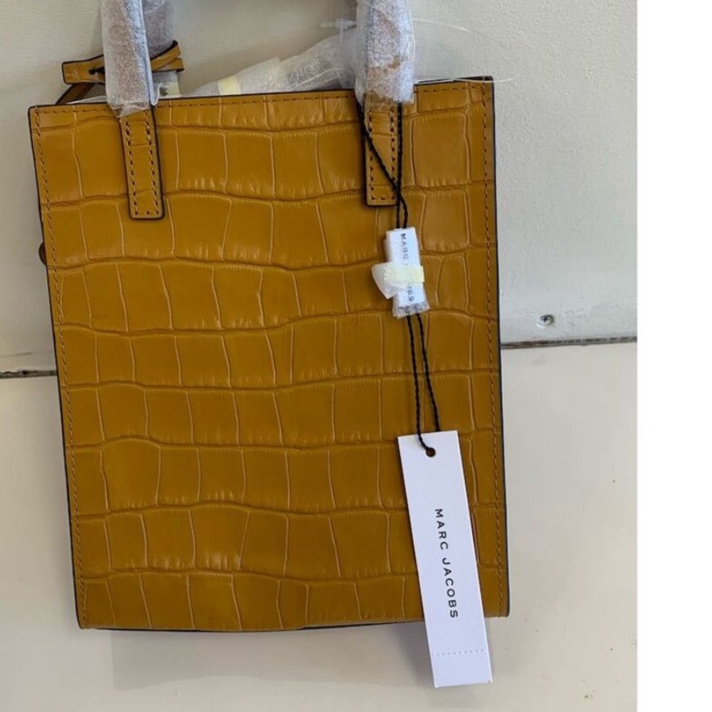 Marc Jacobs Mini Grind Mustard Yellow Leather Tote Bag Small Casual Handbag - Picture 10 of 10